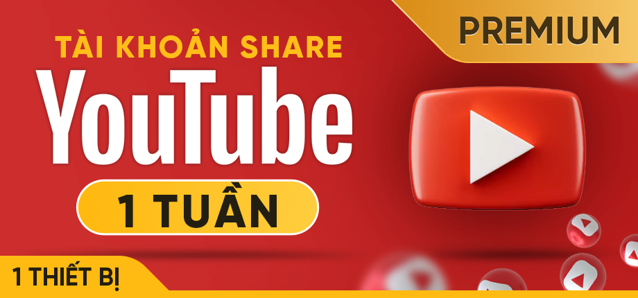 YouTube Premium 1 tuần (1 thiết bị) - Tài khoản share